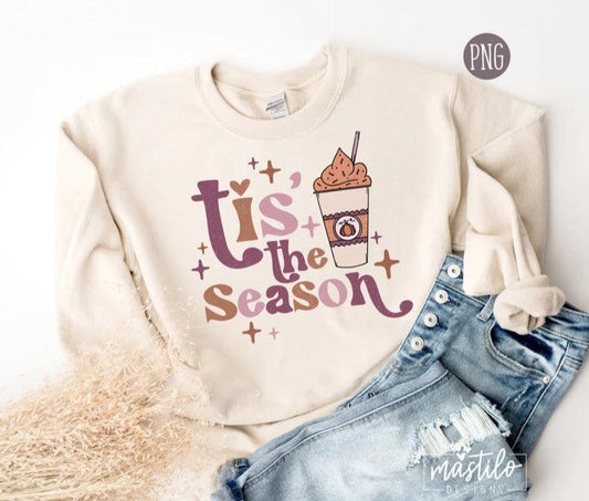 Tis the Season Fall Retro Png, Pumpkin Spice Png