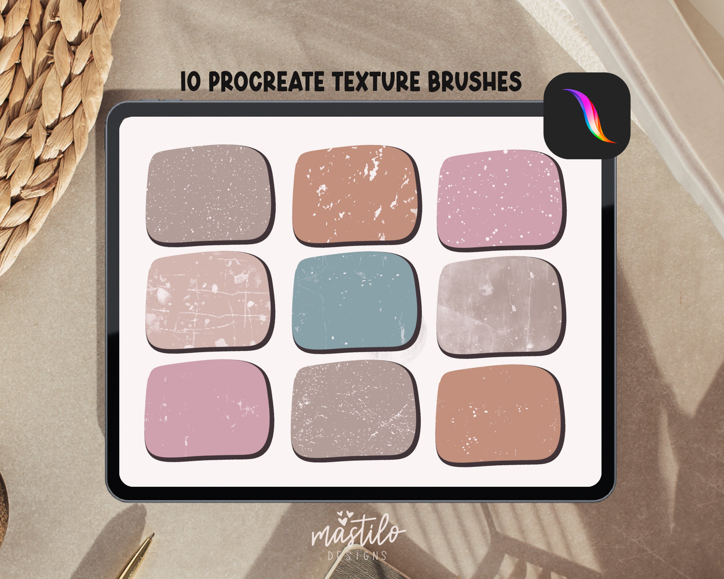 10 Grunge Distressed Procreate Brushes, Procreate Texture Brushes