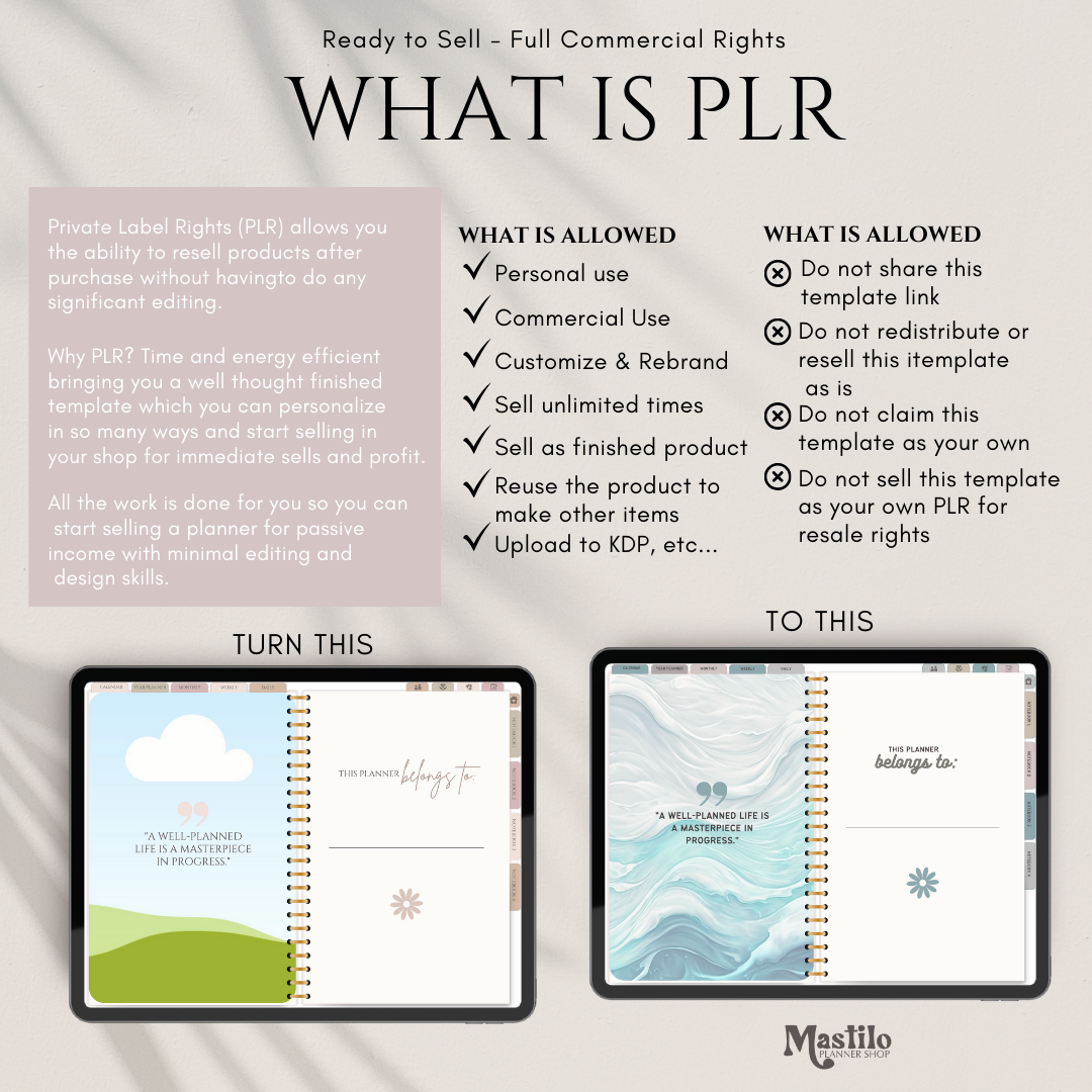PLR Digital Planner, Editable Canva Planner Template, Hyperlinked PLR