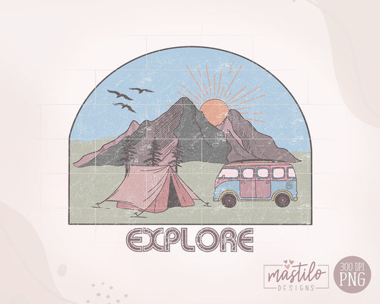 Explore Png, Explore Sublimation Design, Retro Png, Vintage Sublimation