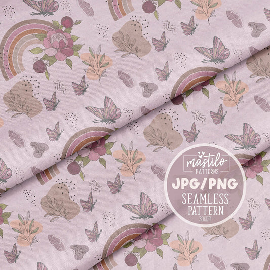 Retro Rainbow Seamless Pattern Design, Retro Fabric Pattern Design