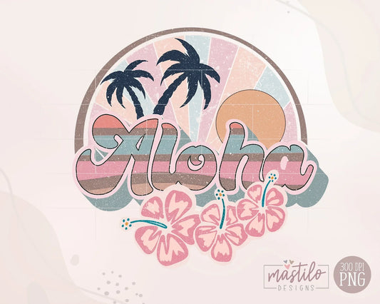 Retro Aloha Png, Vintage Hawaiian png, Summer Sublimation downloads