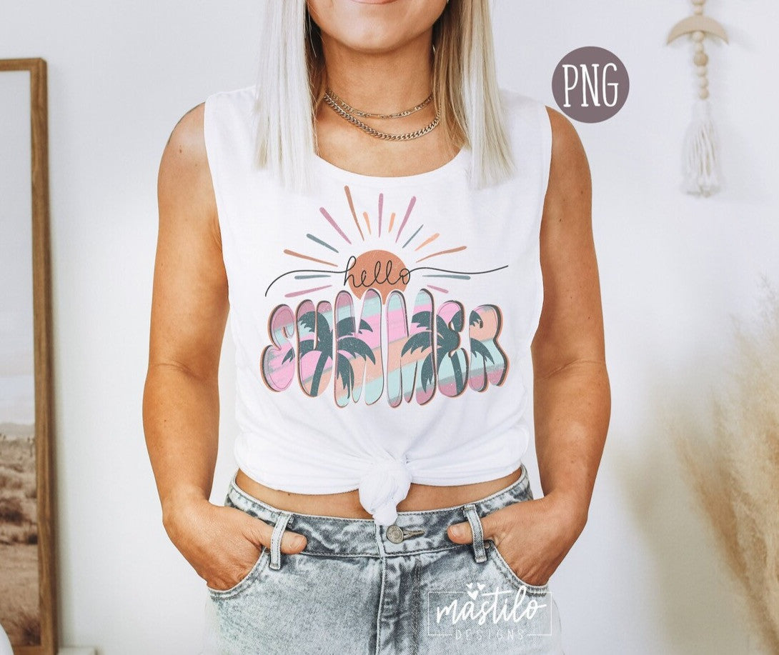 Hello Summer png, Hello Summer Sublimation downloads