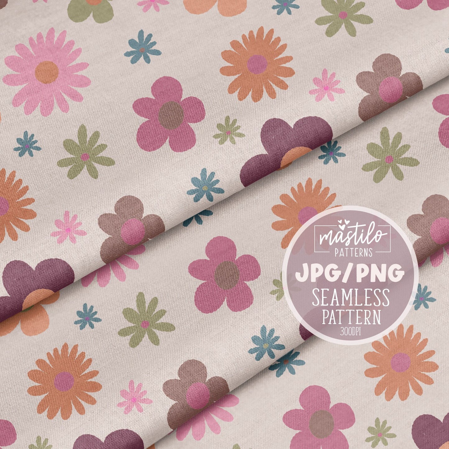 Groovy Flowers, Retro Sublimations, Retro PNG Pattern, Flower Sublimation