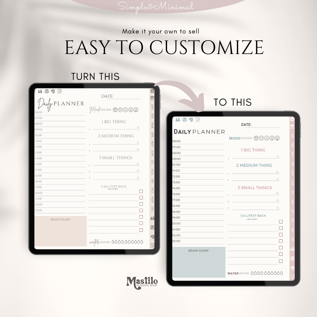 ADHD Planner, PLR Digital Planner, Editable Canva Planner