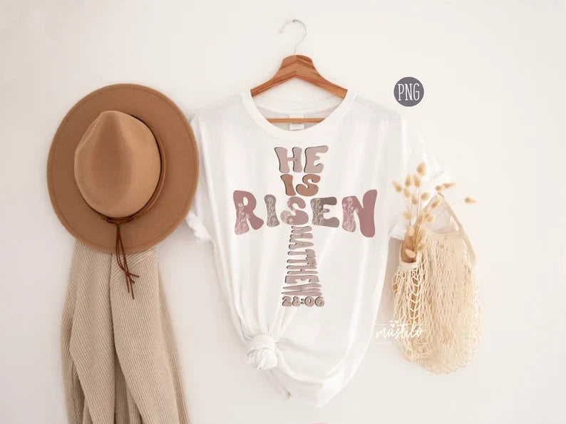 Easter Sublimation Designs, He Is Risen Cross PNG