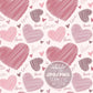 Scribble Hearts Seamless Pattern, Valentine Hearts repeat pattern