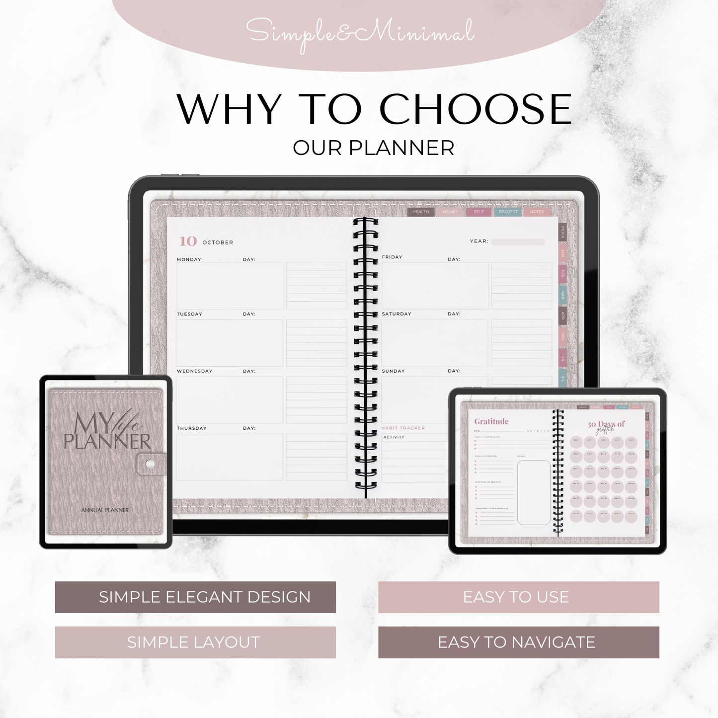Undated Digital Planner Goodnotes, Digital Planner for Ipad