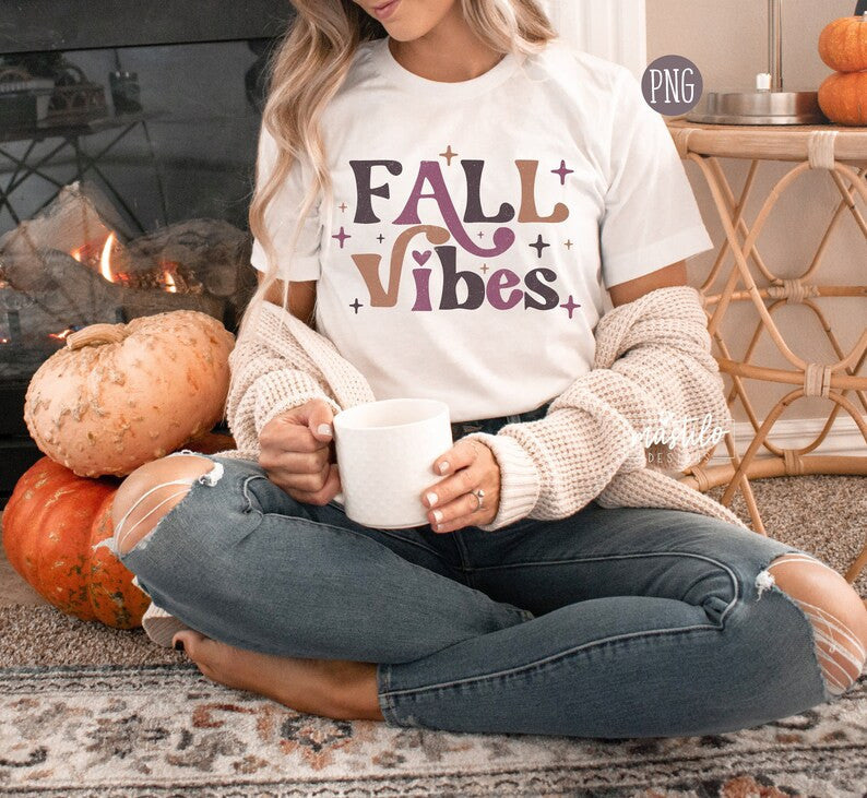 Fall Vibes Sublimation Png, Boho Fall Sublimation Designs, Retro Fall Png