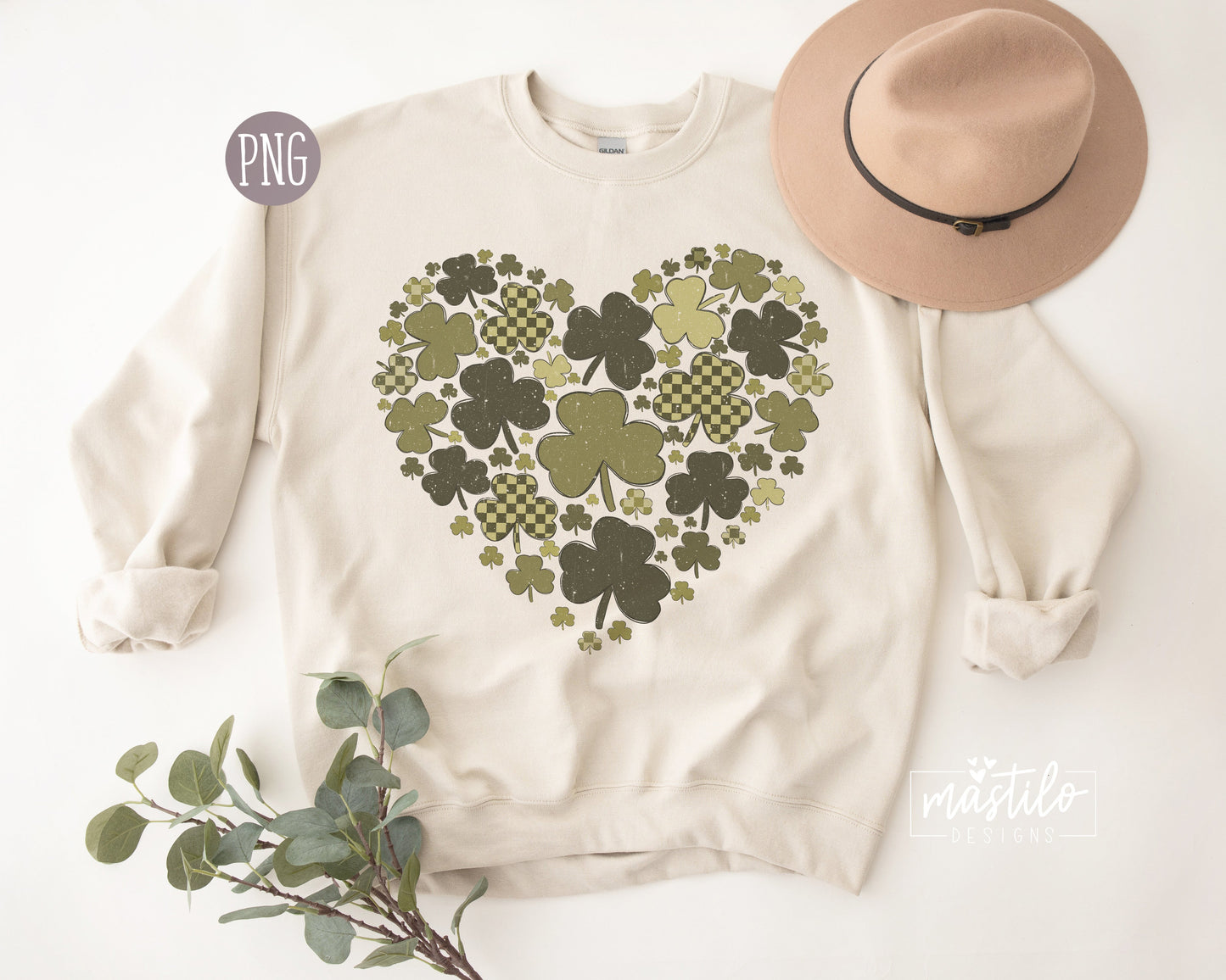Shamrock Heart PNG, St. Patrick’s Day Clover Heart Png, Clover Leaf Png