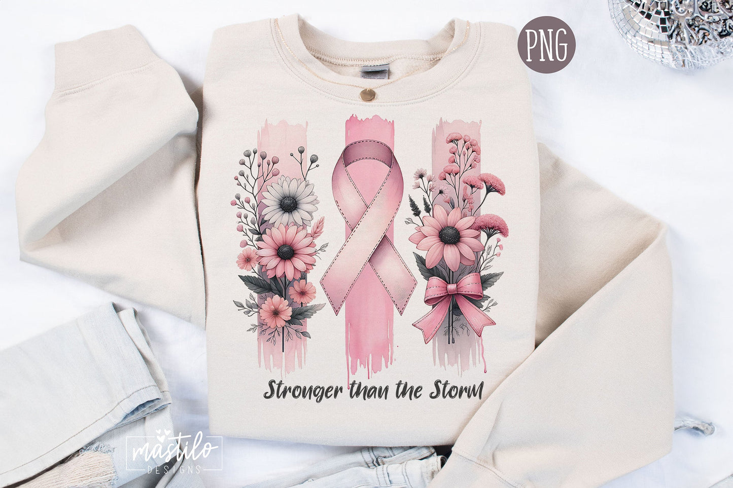 Stronger than the Storm, Awareness Png, Pink Ribbon, Breast Cancer Png, Awareness Sublimation