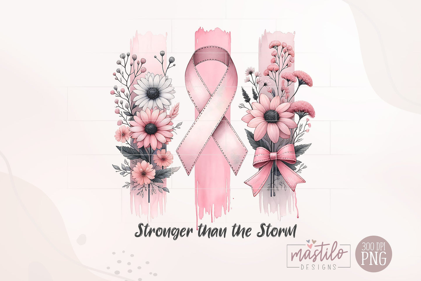 Stronger than the Storm, Awareness Png, Pink Ribbon, Breast Cancer Png, Awareness Sublimation