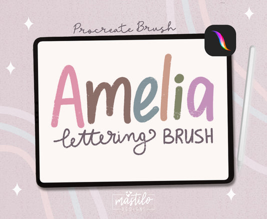 Amelia Lettering Monoline Procreate Brush, Monoline Pencil Procreate Brush, Lettering Brush for Procreate
